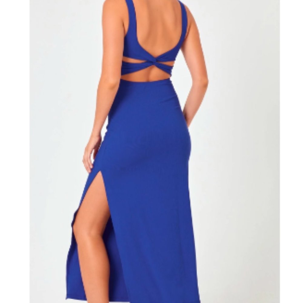 l*space Royal Blue Midi Dress with Side Slit